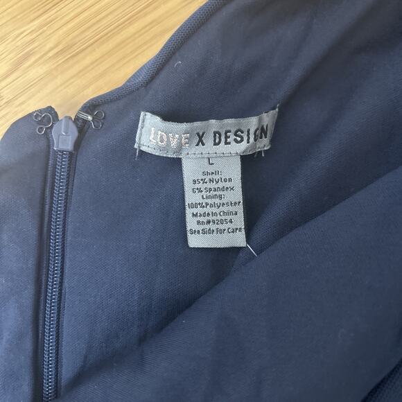 Love X Design One Shoulder Navy Blue Dress Body Con Elegant Evening Wear Sz L - Picture 5 of 5